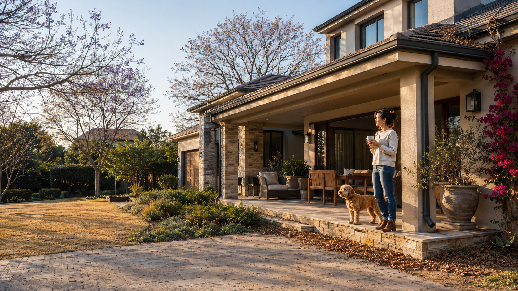upmarket suburb in johannesburg during the last days of winter