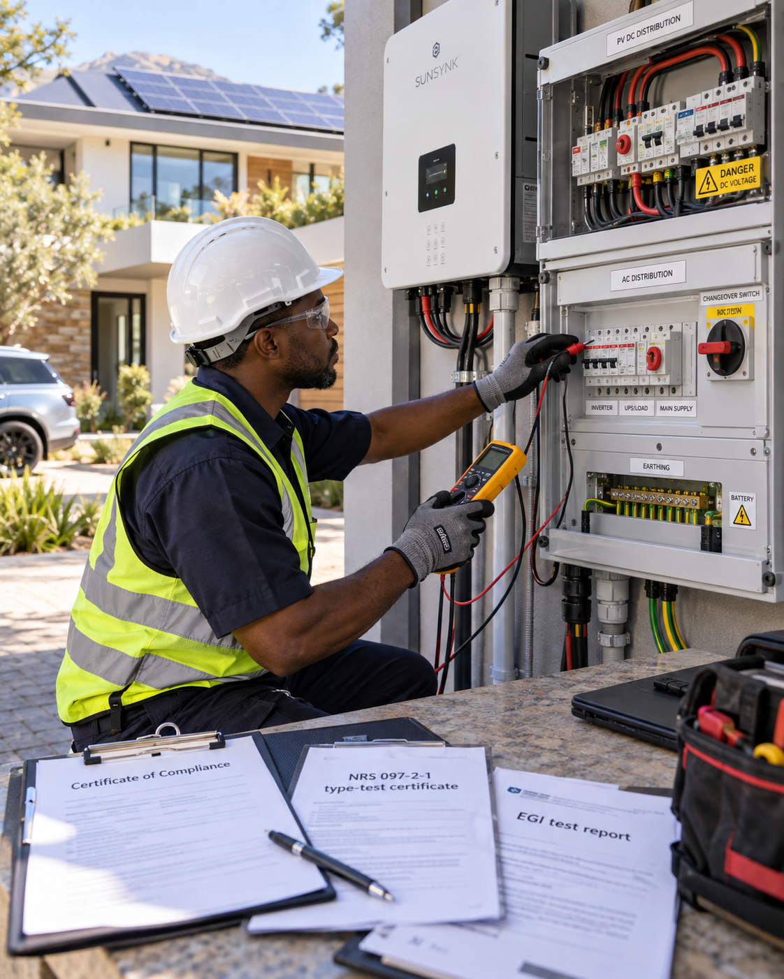 checking to ensure coc certificate of compliance for the house solar invertor system